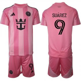Cheap Men\'s Inter Miami CF #9 Luis Suarez 25-26 Pink Home Soccer Jersey Suit