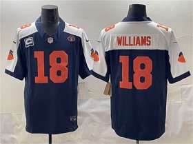 Cheap Men\'s Chicago Bears #18 Caleb Williams Navy White F.U.S.E. With 1-star C Patch And No. 51 Patch Throwback Football Stitched Jersey