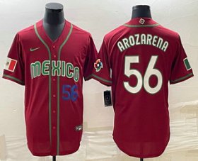 Cheap Men\'s Mexico Baseball #56 Randy Arozarena Number 2023 Red World Classic Stitched Jersey15