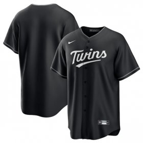 Men\'s Minnesota Twins Blank Black Lights Out Limited Stitched Baseball Jersey