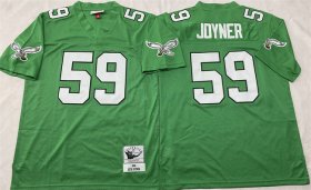Men\'s Philadelphia Eagles #59 Seth Joyner Kelly Green Throwback Stitched Football Jersey