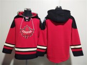 Cheap Men's Team Canada Blank Red Black Ageless Must-Have Lace-Up Pullover Hoodie