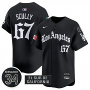 Men's Los Angeles Dodgers #67 Vin Scully Black Mexico 2025 LA Gothic Style With Fernando Patch Vapor Premier Limited Stitched Baseball Jersey Cheap