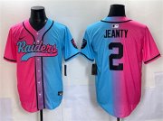 Men's Las Vegas Raiders #2 Ashton Jeanty Pink Blue Limited Stitched Baseball Jersey Cheap Wholesale