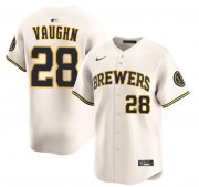 Men's Milwaukee Brewers #28 Andrew Vaughn Cream Limited Stitched Baseball Jersey Cheap Wholesale