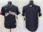 Cheap Men's Los Angeles Dodgers Blank Black Mexico 2025 LA Gothic Style With Fernando Patch Vapor Premier Limited Stitched Baseball Jersey