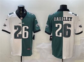Cheap Men\'s Philadelphia Eagles #26 Saquon Barkley White & Green Split Vapor Untouchable Limited Football Stitched Jersey