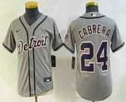 Cheap Youth Detroit Tigers #24 Miguel Cabrera Grey Cool Base Stitched Jersey