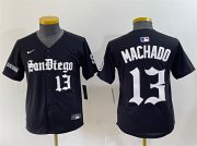 Cheap Youth San Diego Padres #13 Manny Machado Black Gothic Edition Vapor Limited Stitched Baseball Jersey