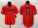Cheap Men's Houston Astros #11 Cam Smith Orange 2025 City Connect With Texas Patch Limited Stitched Baseball Jersey