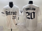Cheap Men's Detroit Tigers #20 Spencer Torkelson White'Motor Gothic Edition' Vapor Premier Limited Stitched Baseball Jersey