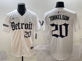 Cheap Men\'s Detroit Tigers #20 Spencer Torkelson White\'Motor Gothic Edition\' Vapor Premier Limited Stitched Baseball Jersey