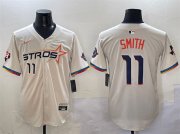 Cheap Men's Houston Astros #11 Cam Smith Cream 2025 City Connect With Texas Patch Limited Stitched Baseball Jersey