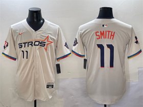 Cheap Men\'s Houston Astros #11 Cam Smith Cream 2025 City Connect With Texas Patch Limited Stitched Baseball Jersey