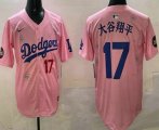 Men's Los Angeles Dodgers #17 Shohei Ohtani Pink Japanese 2025 Tokyo Series Limited Jersey Cheap
