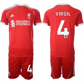 Men\'s Liverpool #4 Virgil 2025 Red Home Soccer Jersey Suit