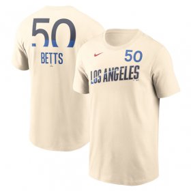 Cheap Men\'s Brooklyn Dodgers #50 Mookie Betts Cream 2024 City Connect Fuse Name & Number T-Shirt