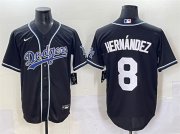 Cheap Men's Los Angeles Dodgers #8 Enrique Hernandez Black Fashion Stitched Baseball Jersey