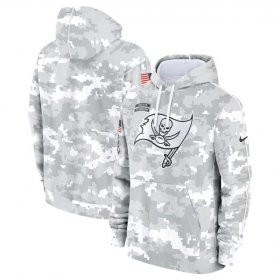 Men\'s Tampa Bay Buccaneers 2024 Arctic Camo Salute To Service Club Fleece Pullover Hoodie