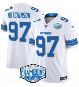 Men's Detroit Lions #97 Aidan Hutchinson White 2024 NFC North Champions F.U.S.E. Vapor Limited Stitched Jersey