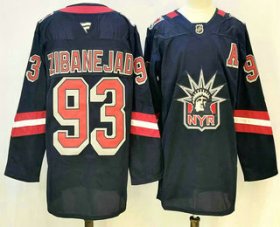 Cheap Men\'s New York Rangers #93 Mika Zibanejad Navy Reverse Retro Authentic Jersey