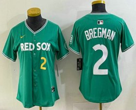 Women\'s Boston Red Sox #2 Alex Bregman Green 2025 City Connect Player Name Limited Jersey