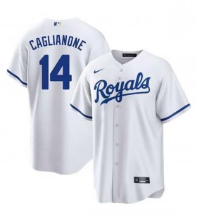 Men\'s Kansas City Royals #14 Jac Caglianone White Cool Base Stitched Baseball Jersey