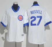 Wholesale Cheap Cubs #27 Addison Russell White(Blue Strip) Cooperstown Women's Stitched MLB Jersey