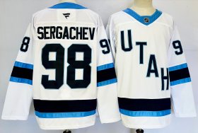 Cheap Men\'s Utah Hockey Club #98 Mikhail Sergachev White 2024-25 Stitched Jersey