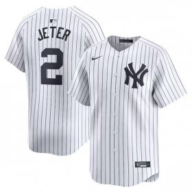 Men\'s New York Yankees #2 Derek Jeter White Home Limited Stitched Baseball Jersey