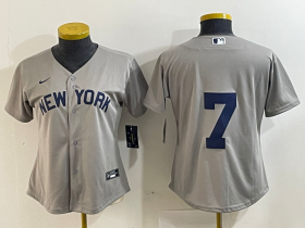 Cheap Women\'s New York Yankees #7 Mickey Mantle 2021 Grey Field of Dreams Cool Base Stitched Jersey