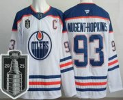 Cheap Men's Edmonton Oilers #93 Ryan Nugent Hopkins White 2025 Stanley Cup Final Authentic Jersey