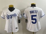 Cheap Youth Kansas City Royals #5 George Brett White Cool Base Stitched Baseball Jersey