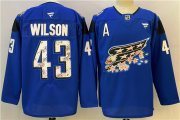 Cheap Men's Washington Capitals #43 Tom Wilson Blue Cherry Blossom With A Patch Stitched Hockey Jersey
