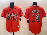 Cheap Men's Houston Astros #14 Mauricio Dubon Number Orange With Patch Cool Base Stitched Baseball Jersey