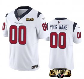 Cheap Men\'s Houston Texans Active Player Custom White 2023 F.U.S.E. AFC South Champions Patch Vapor Limited Football Stitched Jersey