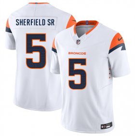 Men\'s Denver Broncos #5 Trent Sherfield Sr White 2025 F.U.S.E. Vapor Limited Football Stitched Jersey Cheap