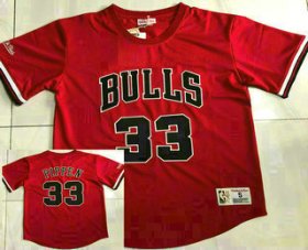 Cheap Men\'s Chicago Bulls #33 Scottie Pippen Red Short Sleeved AU Throwback Jersey