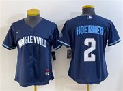Women's Chicago Cubs #2 Nico Hoerner Navy City Connect Stitched Jersey Cheap