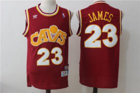 Wholesale Cheap Men\'s Cleveland Cavaliers 23 Lebron James Burgundy Hardwood Classics Swingman Jersey