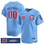Men's Chicago Cubs Active Player Custom Blue 'Ryne Sandberg Tribute' Vapor Limited V3 Stitched Baseball Jersey Cheap Wholesale