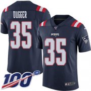 Wholesale Cheap Nike Patriots #35 Kyle Dugger Navy Blue Men's Stitched NFL Limited Rush 100th Season Jersey