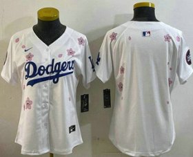 Women\'s Los Angeles Dodgers Blank White 2025 Tokyo Series Limited Jersey Cheap