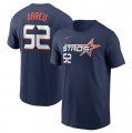 Men's Houston Astros #52 Bryan Abreu Navy 2025 City Connect Fuse Name & Number T-Shirt Cheap