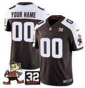 Men's Cleveland Browns Active Player Custom Brown Alternate F.U.S.E. #32 Jim Brown Memorial Patch Vapor Limited Stitched Football Jersey Cheap Wholesale