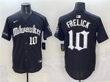 Cheap Men's Milwaukee Brewers #10 Sal Frelick Black 'Gothic 414 Shadows Edition' Vapor Premier Limited Stitched Jersey