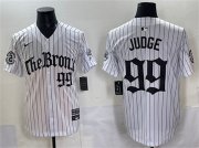 Men's New York Yankees #99 Aaron Judge White Pinstripe 'Gothic Legacy Edition' Vapor Premier Limited Stitched Baseball Jersey Cheap Wholesale