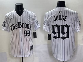 Men\'s New York Yankees #99 Aaron Judge White Pinstripe \'Gothic Legacy Edition\' Vapor Premier Limited Stitched Baseball Jersey Cheap Wholesale