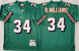 Men\'s Miami Dolphins #34 Ricky Williams Aqua Throwback Stitched Football Jersey
