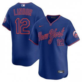 Men\'s New York Mets #12 Francisco Lindor Royal 2025 Alternate Limited Stitched Baseball Jersey Cheap